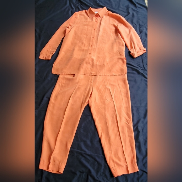 Women's Orange Silk Pantsuit - Picture 1 of 1